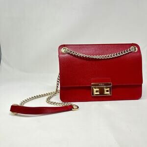 FURLA BELLA CHAIN MEDIUM CROSSBODY BAG SAFFIANO LEATHER CABERNET RED NEW W TAGS
